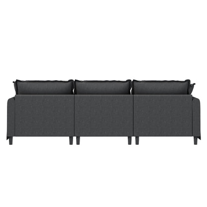 3 Seat Sofa Module For Modular Sectional Wide Seat Cloud Couch With Throw Pillows Upholstered - Gray