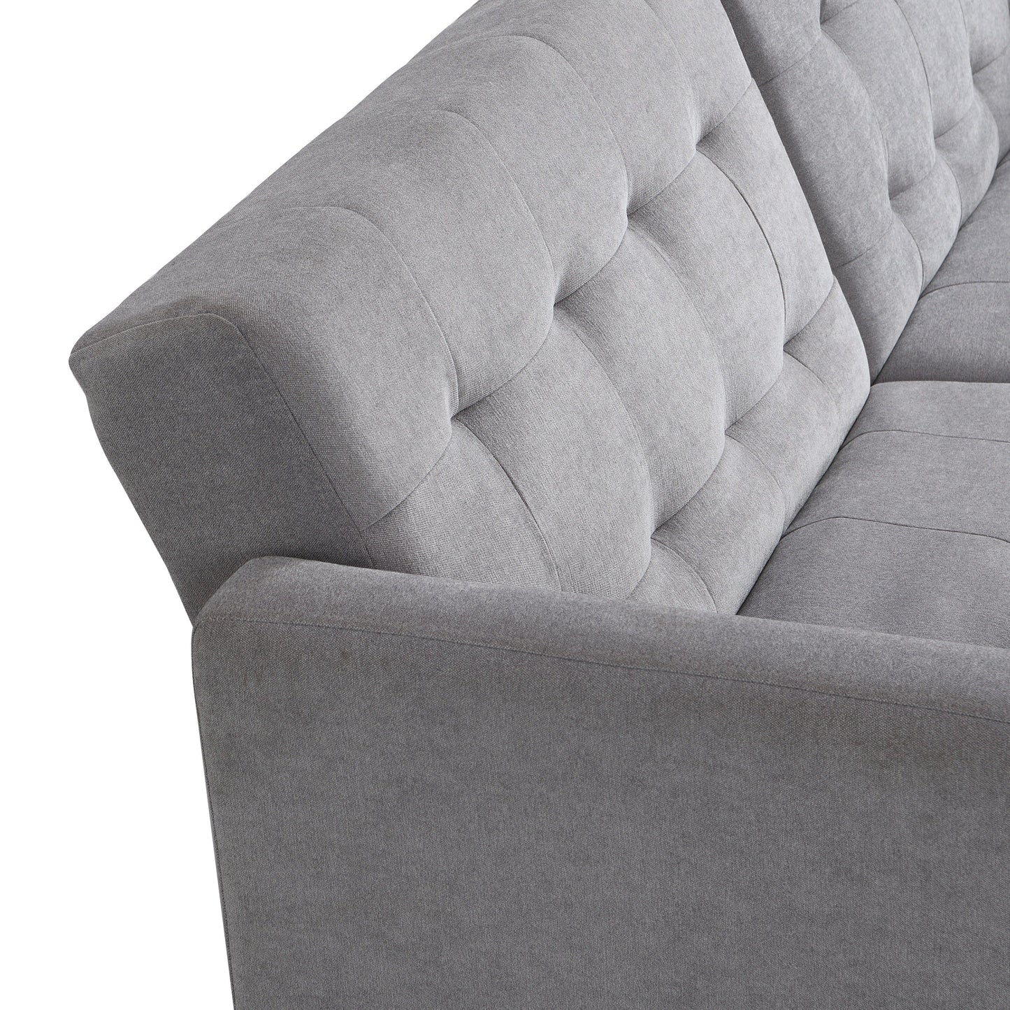 Futon Sofa Bed Convertible Folding Lounge Couch, Armrests - Light Gray