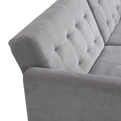 Futon Sofa Bed Convertible Folding Lounge Couch, Armrests - Light Gray