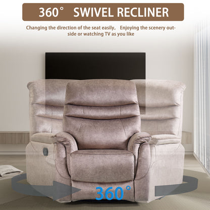 Rocking Swivel Recliner Chair For Living Room, 360 Degree Swivel, Adjustable Modern Reclining Chair, Classic And Traditional Recliner Sofa With Lumbar Support - Dark Gray