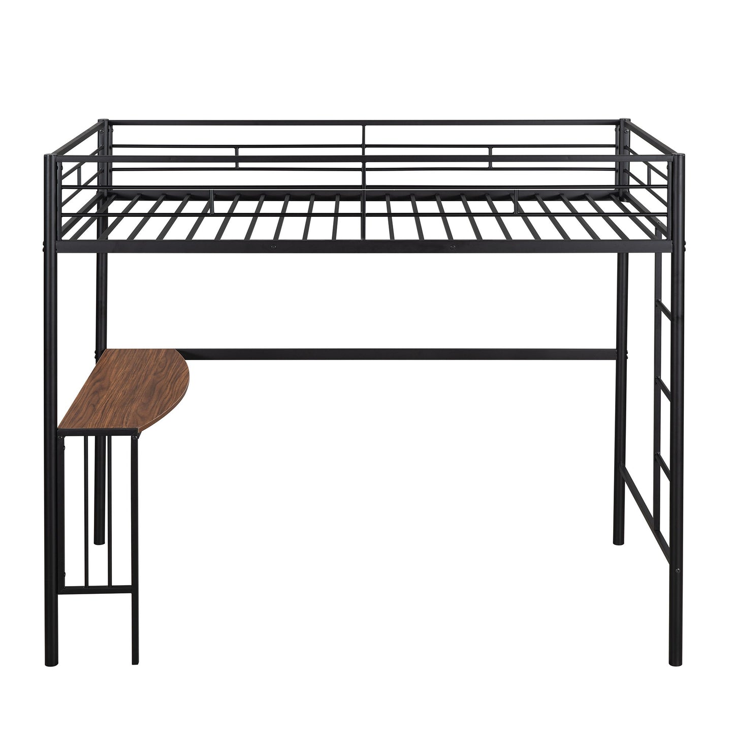 Twin Over Full Metal Bunk Bed With Desk, Ladder And Quality Slats For Bedroom - Metallic Black