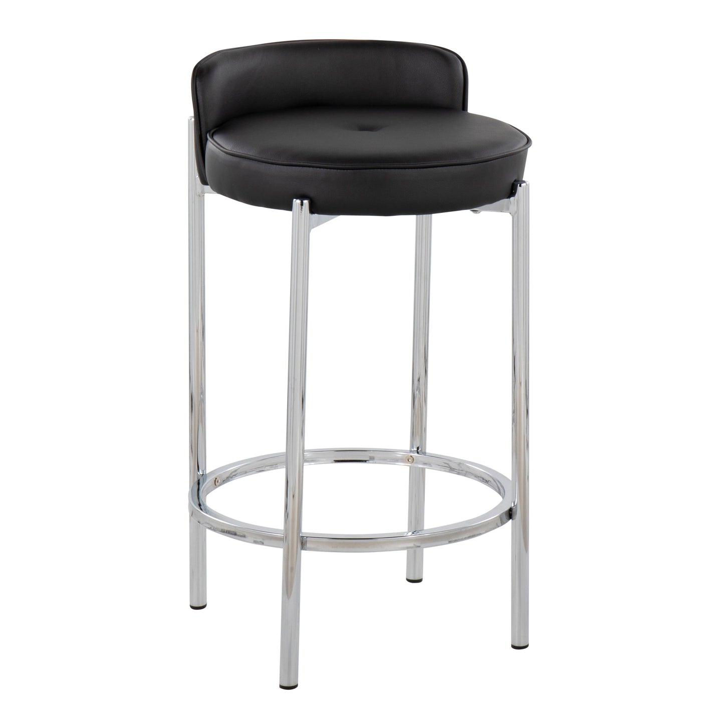 Chloe - Contemporary Counter Stool (Set of 2) - Chrome / Black