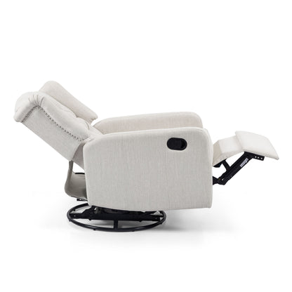 Classic Design, Manual Recliner Chair With 360 Degree Swivel - Beige