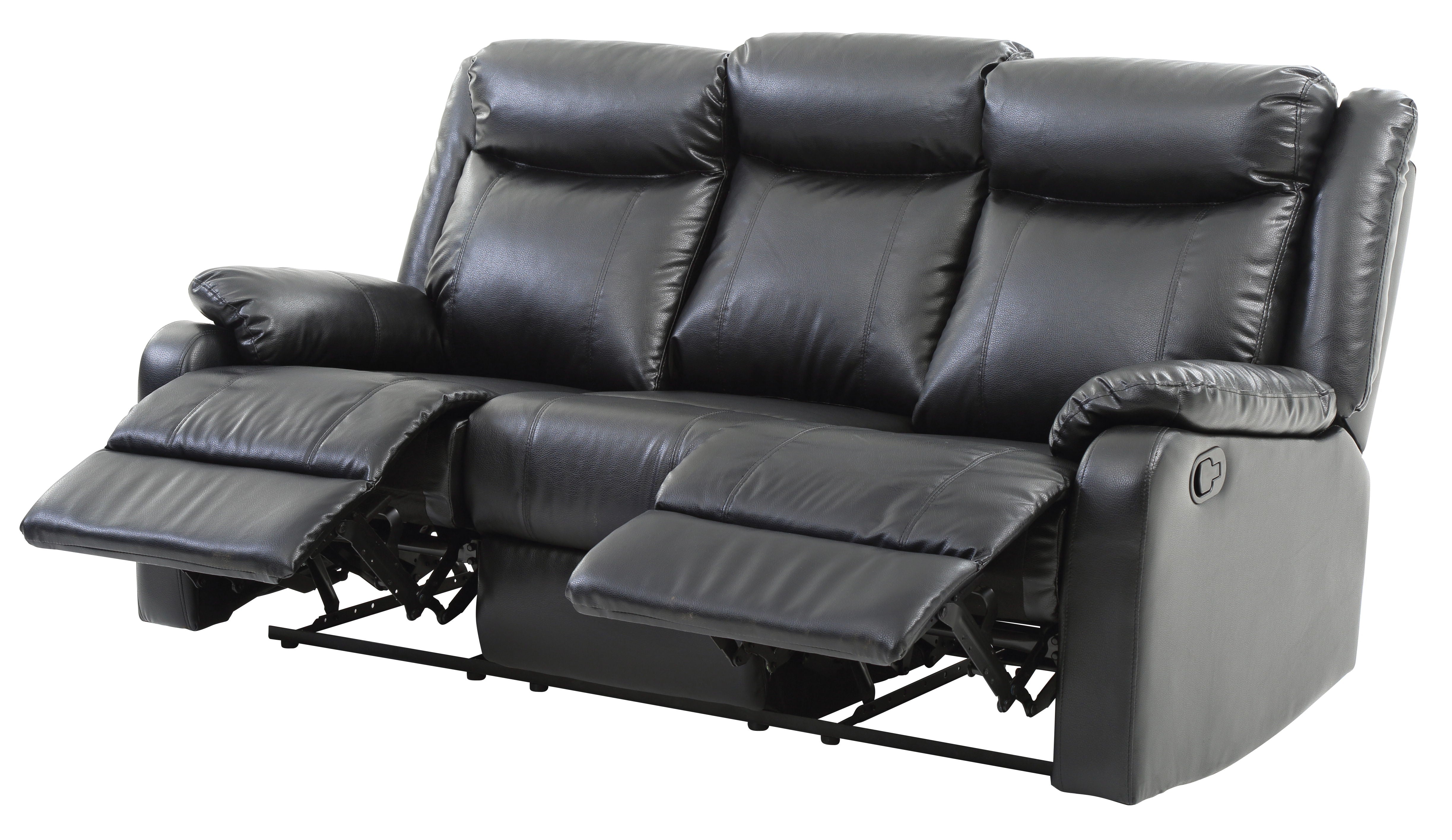 Double Reclining Sofa - Black