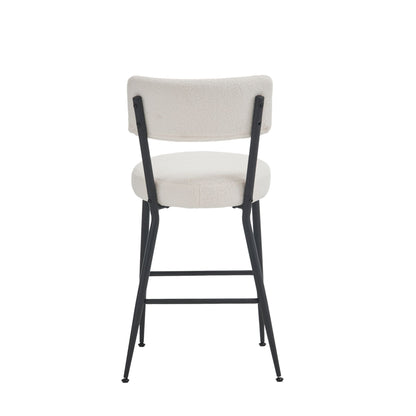 Modern Teddy Fabric Upholstered Bar Stools (Set of 4) - White