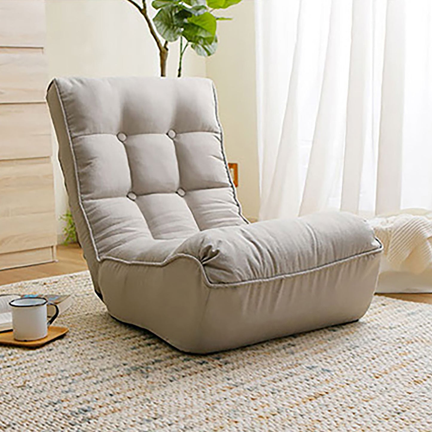 Single Sofa Reclining Japanese Chair Lazy Sofa Tatami Balcony Adjustable Chair - Gray