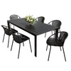Modern Metal And Polypropylene 7 Piece Outdoor Dining Set With Stackable Chairs - Black