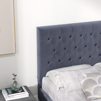 Donald - Queen Mid Century Modern Platform Bed - Gray