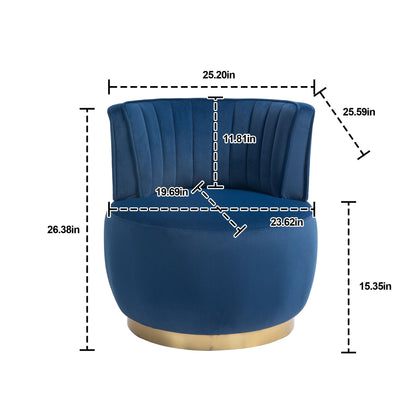 Coolmore - Swivel Barrel Chair, 360 Degree Swivel Accent Sofa Chair With Soft Velvet - Navy