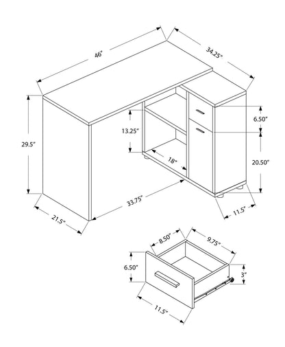 Computer Desk, Home Office, Corner, Storage Drawers, L Shape, Laptop, Contemporary & Modern - White