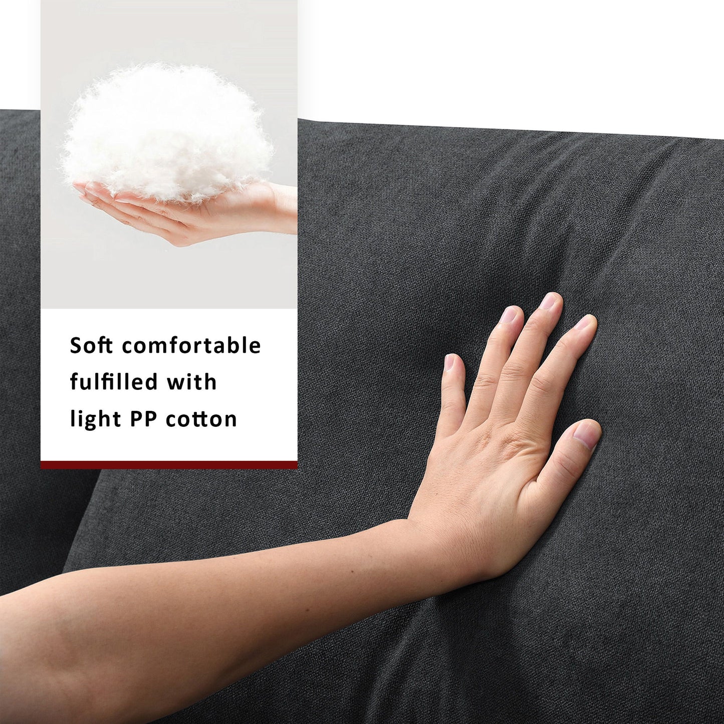 Modern Sectional Sofa, L-Shaped Couch Set With 2 Free Pillows, 4 Seat Polyester Fabric Couch Set With Convertible Ottoman - Black