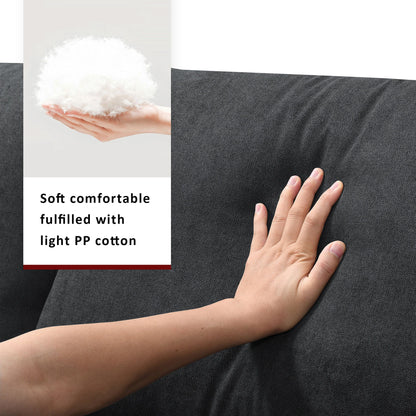 Modern Sectional Sofa, L-Shaped Couch Set With 2 Free Pillows, 4 Seat Polyester Fabric Couch Set With Convertible Ottoman - Black