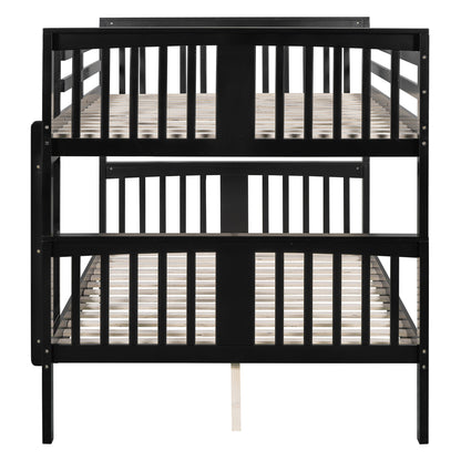 Full Over Full Bunk Bed With Ladder For Bedroom - Espresso