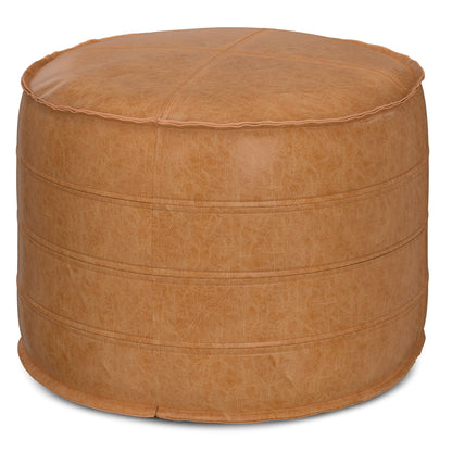 Brody - Round Pouf - Distressed Brown