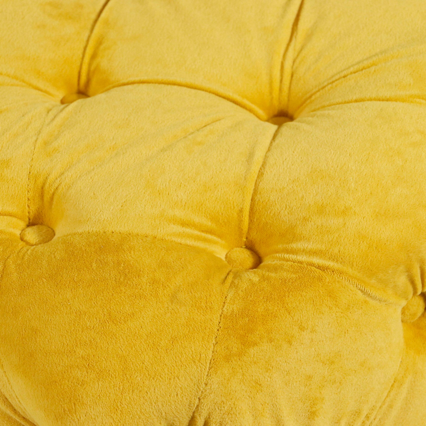 Modern Velvet Upholstered Ottoman, Exquisite Small End Table, Soft Foot Stool, Dressing Makeup Chair, Comfortable Seat For Living Room, Bedroom, Entrance - Yellow