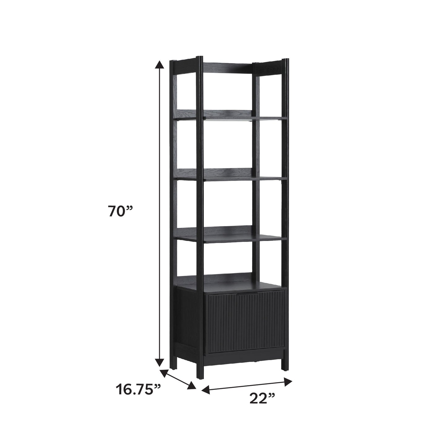 Transitional Narrow Bookshelf With Drawer On Bottom - Black