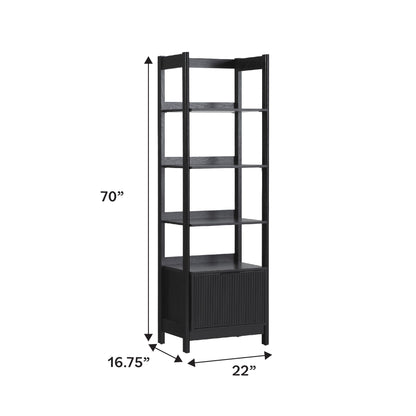 Transitional Narrow Bookshelf With Drawer On Bottom - Black