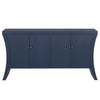 Refined Industrial 4 Door Credenza With Wooden Arc Legs & Bronze Clasps, Advanced Storage Design - Navy Blue