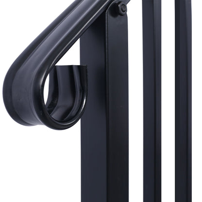 Handrails For Outdoor Steps, Fit 2 Or 3 Steps Outdoor Stair Railing, Picket#2 Wrought Iron Handrail, Flexible Porch Railing, Transitional Handrails For Concrete Steps Or Wooden Stairs - Black