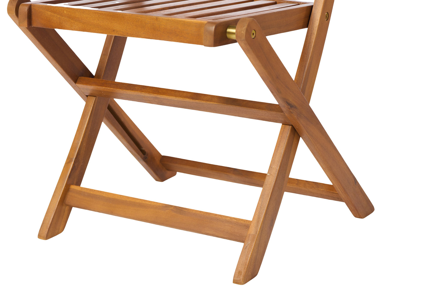 3 Piece Acacia Bistro Set, Folding Patio Furniture For Garden Backyard Balcony Porch With 1 Coffee Table And 2 Foldable Chairs - Light Brown