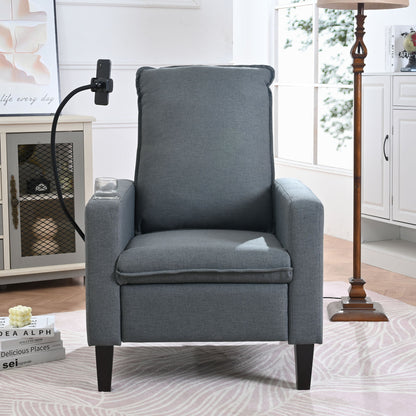 Recliner Chairs For Adults, Adjustable Recliner Sofa With Mobile Phone Holder & Cup Holder, Modern Reclining Chairs Fabric Push Back Recliner Chairs For Living Room, Bedroom - Gray