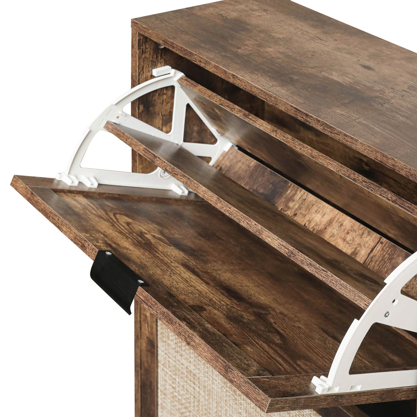 4 Door Shoe Rack, Freestanding Modern Shoe Storage Cabinet, For Entryway - Burly Wood