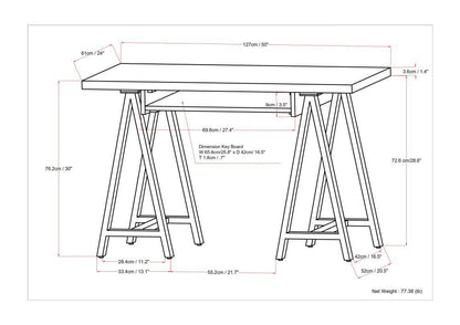Sawhorse - Solid Walnut Veneer And Small Desk - Dark Brown