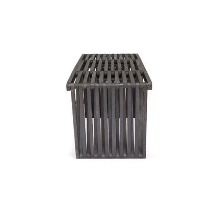 Gloaming - Outdoor Bench With Slat Design And Triangular Base - Dark Gray