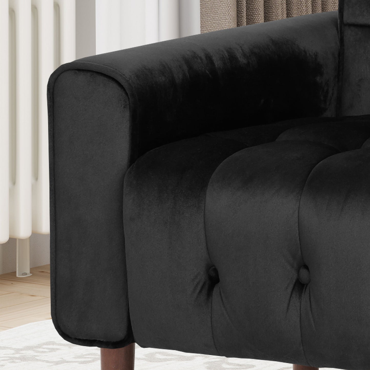 Comfy Arm Chair With Tufted Back, Modern For Living Room, Bedroom And Study - Black