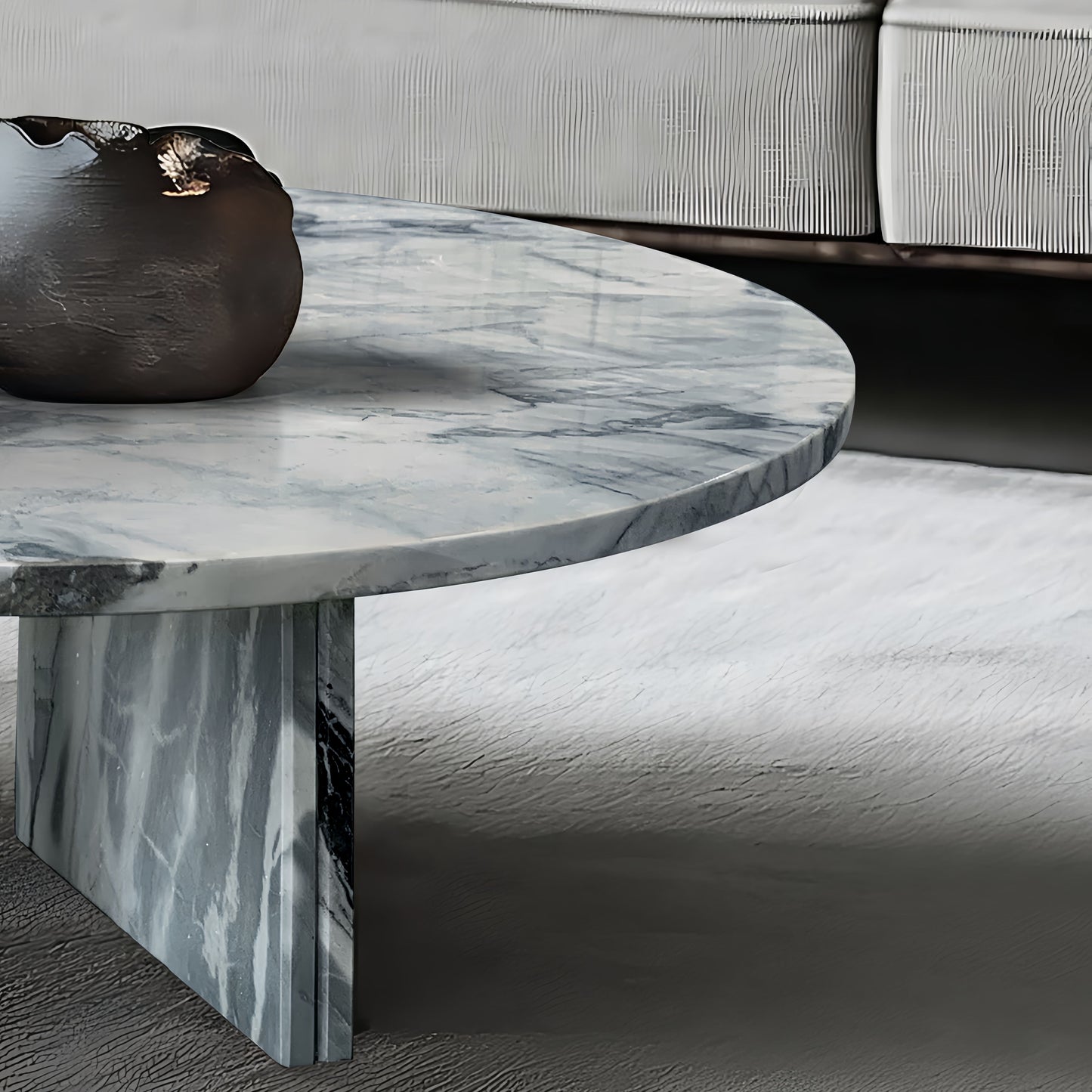 Luxury Natural Marble Coffee Table Genuine Marble, Living Room Centerpiece - Blue Gray
