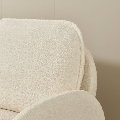 Loveseat Sofa Small Couch For Living Room, Sherpa Fabric Upholstered Loveseat Sofa Couch, Small Loveseat Sofa For Apartment, Bedroom - Beige
