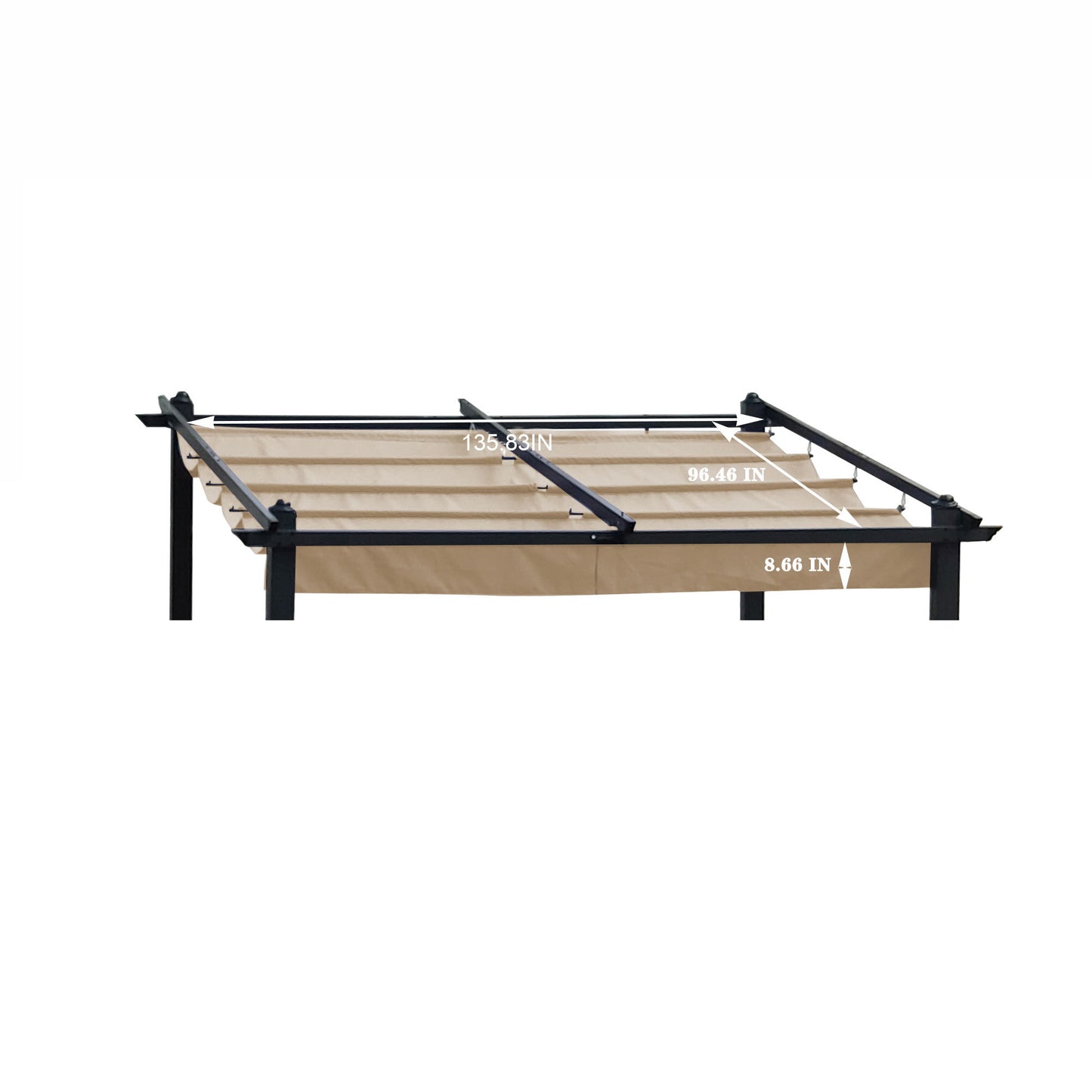 Replacement Canopy Top Cover Fabric For 13 x 10 Ft Outdoor Patio Retractable Pergola Sun-Shelter Canopy - Khaki