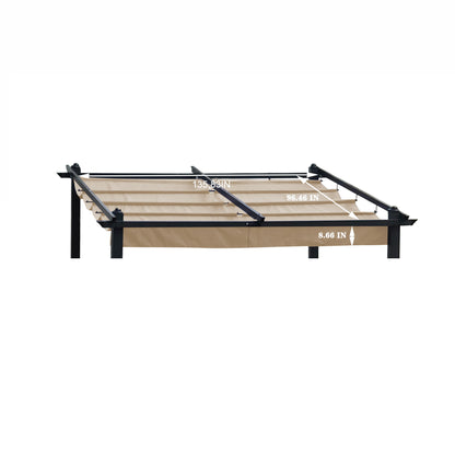 Replacement Canopy Top Cover Fabric For 13 x 10 Ft Outdoor Patio Retractable Pergola Sun-Shelter Canopy - Khaki