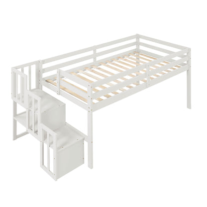 Loft Bed With Staircase - White