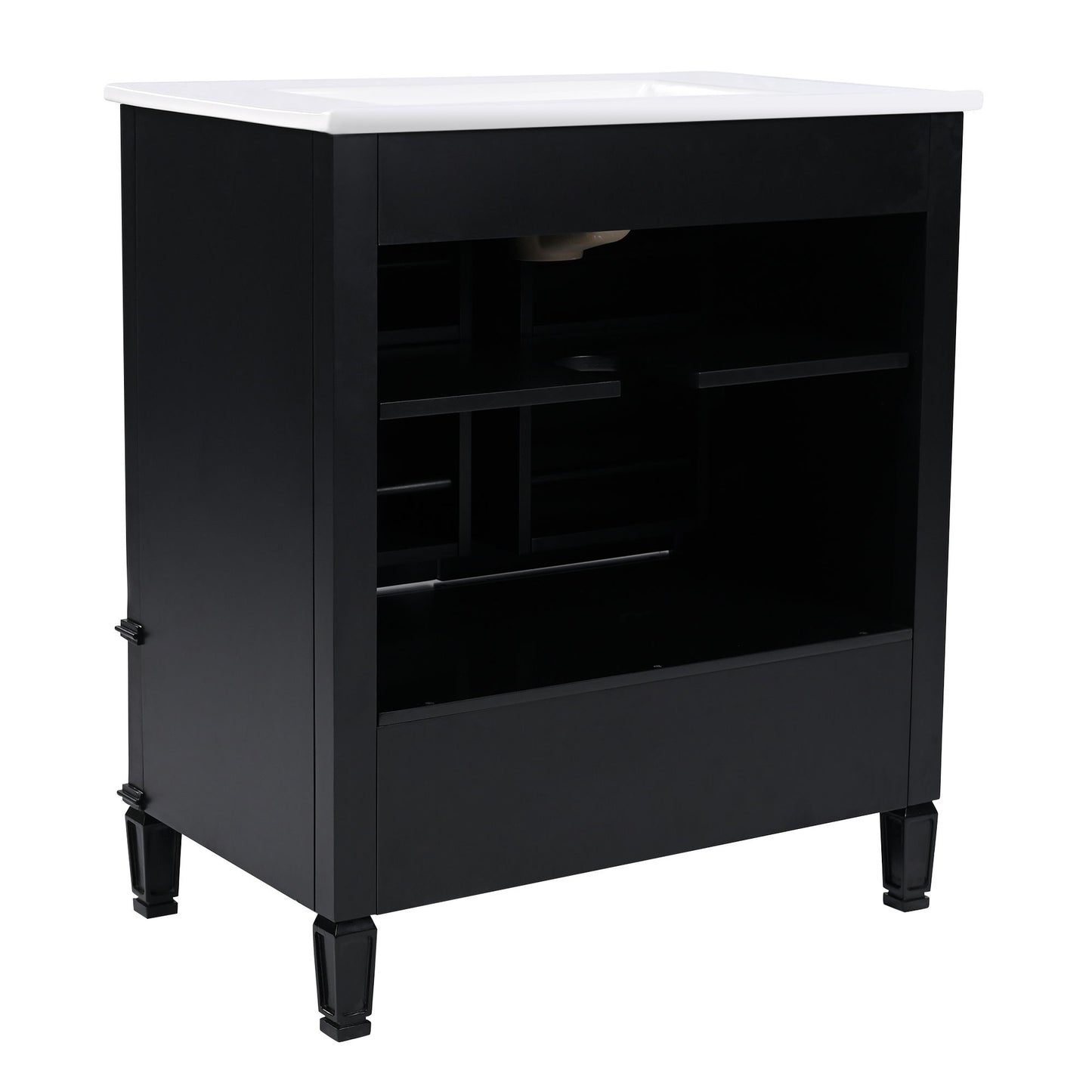 Vintage Style 30" Bathroom Vanity With Sink, Multi Functional Storage, Soft Closing Door - Black