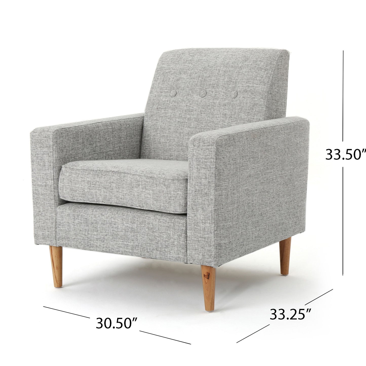 Nebulize - Upholstered Fabric Club Chair With Button Tufted And Square-Off Arm And Back - Light Gray
