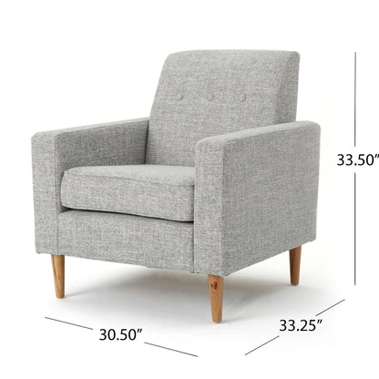 Nebulize - Upholstered Fabric Club Chair With Button Tufted And Square-Off Arm And Back - Light Gray