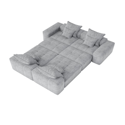 Modern Oversized Modular Sectional Sofa, Sparkling Chenille Fabric Soft Cushion Sofa With 8 Pillows, 8 Pieces Diy Combination Tufted Sofa, No Assembly Required - Gray