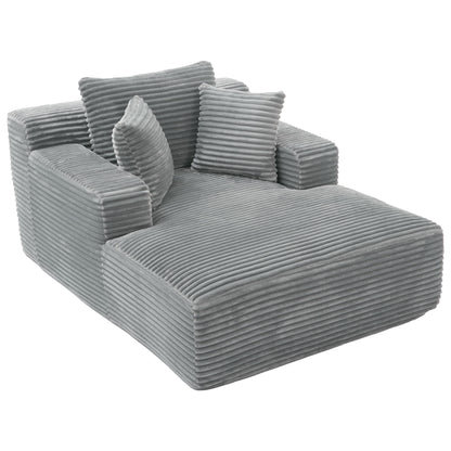 Modern Full Compressed Chaise Lounge Sofa Bed With Removable Pillows, Upholstered - Gray