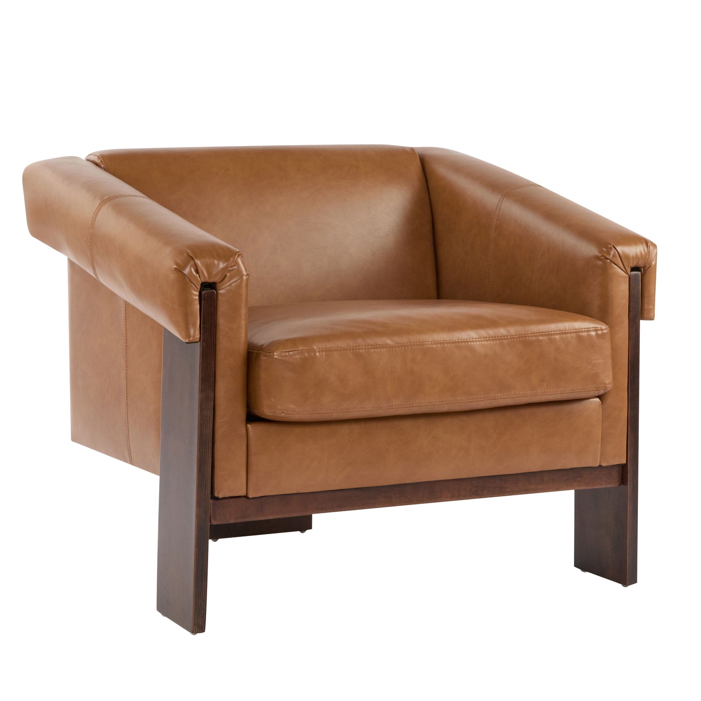 Sierra - Vintage Modern Accent Chair, Deep Cushions & Wide Armrests - Brown