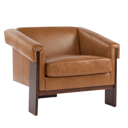 Sierra - Vintage Modern Accent Chair, Deep Cushions & Wide Armrests - Brown