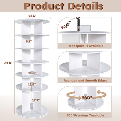 6 Tier Spinning Shoe Rack, Free Standing 360ÔøΩÔøΩ Revolving Shoe Organizer - White