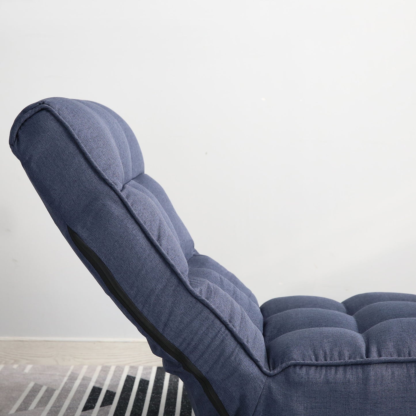 Single Sofa Reclining Japanese Chair Lazy Sofa Tatami Balcony Adjustable Chair - Navy