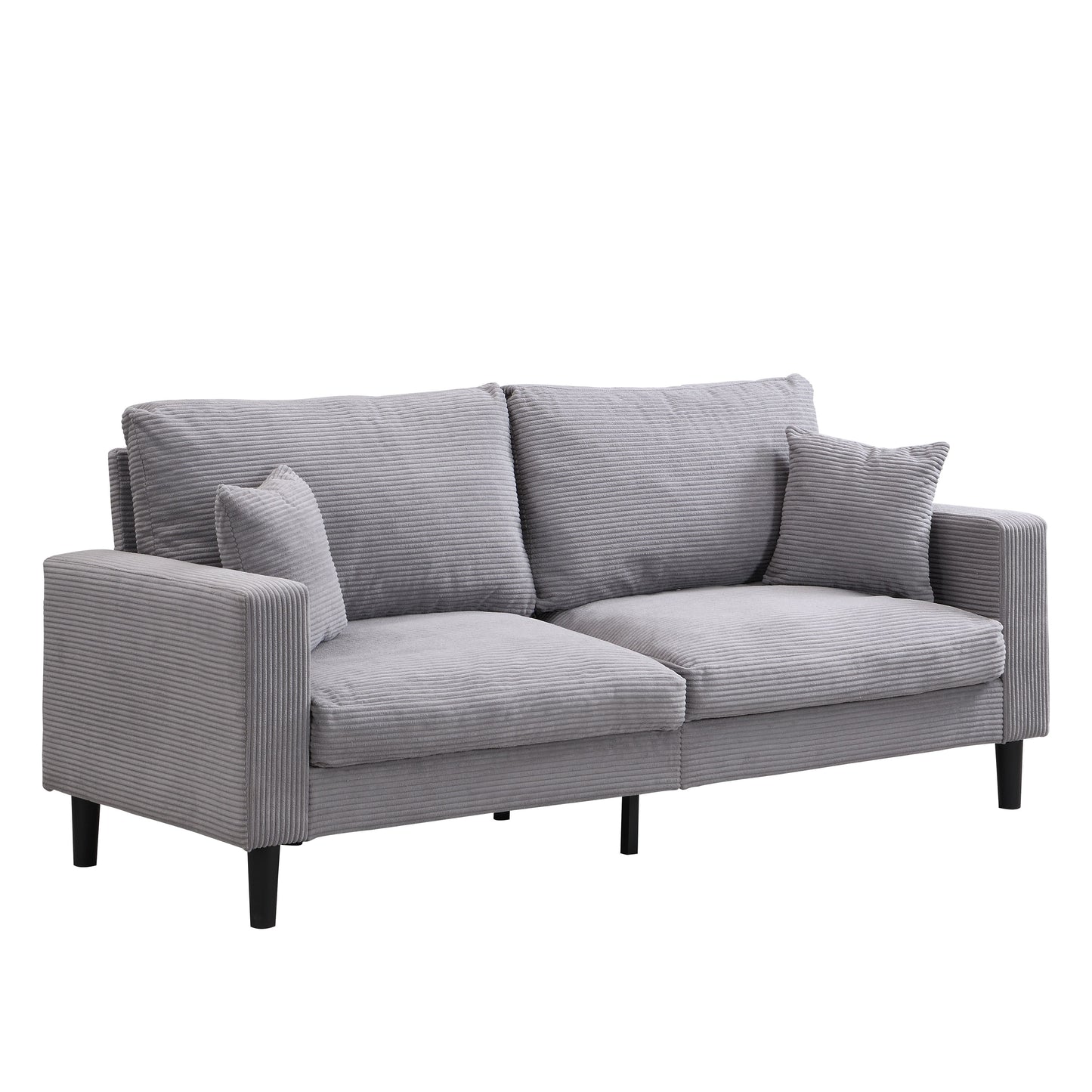 Modern Upholstered 2 Piece Sofa Set With 3 Seater And 2 Seater For Living Room - Light Gray