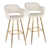Margarite - Contemporary Fixed Height Barstool With Square Footrest (Set of 2) - Gold / Cream