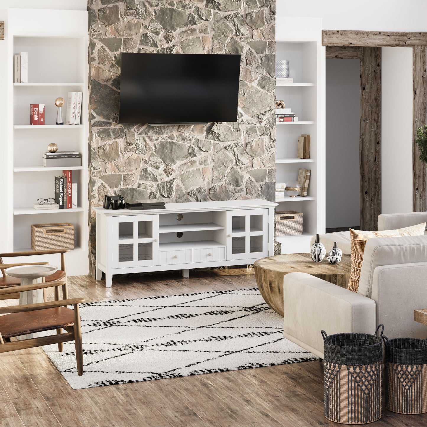Acadian - TV Media Stand - White