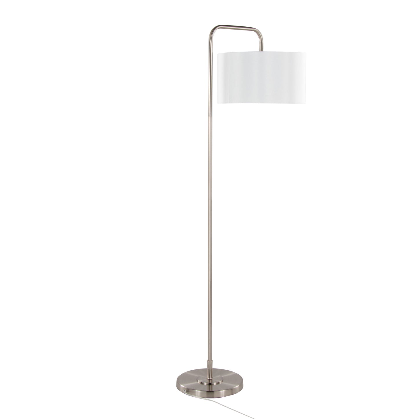 Puck - Contemporary Floor Lamp - Nickel / White