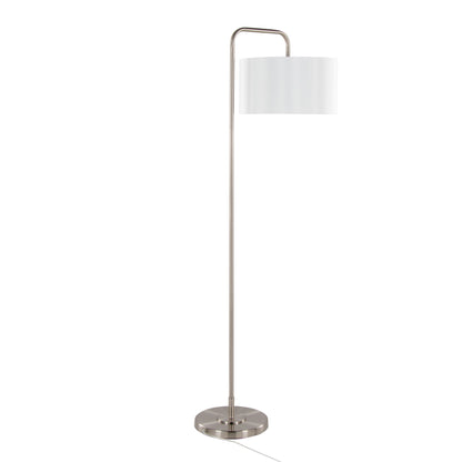 Puck - Contemporary Floor Lamp - Nickel / White