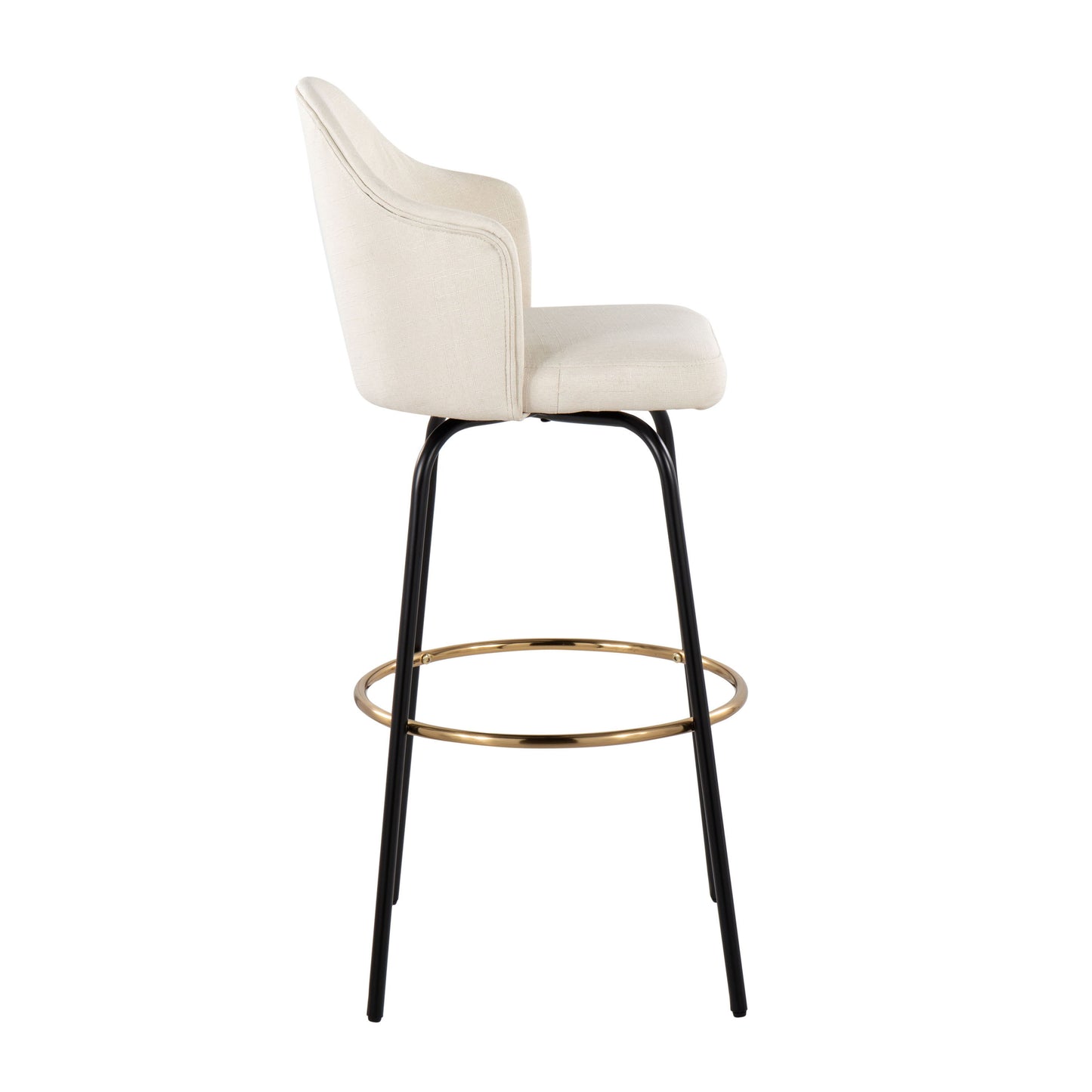 Ahoy - Contemporary Fixed Height Bar Stool Round Footrest (Set of 2) - Cream / Black