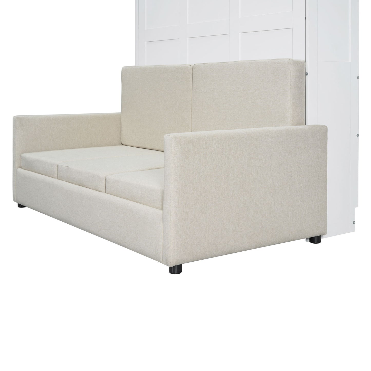 Full Size Murphy Wall Bed With Cushion - White
